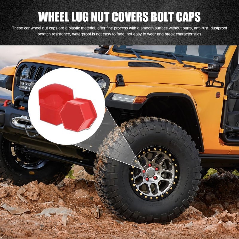 Lyxheth 20PCS Lug Nut Covers, Bolt Covers Caps, Auto Hub Screw Protector with Remover Tool, 17 mm Inner Hex Wheel Bolt Dust Caps Cover Decorative Car Accessories Universal for Most Cars (Red, 17mm) - Image 3